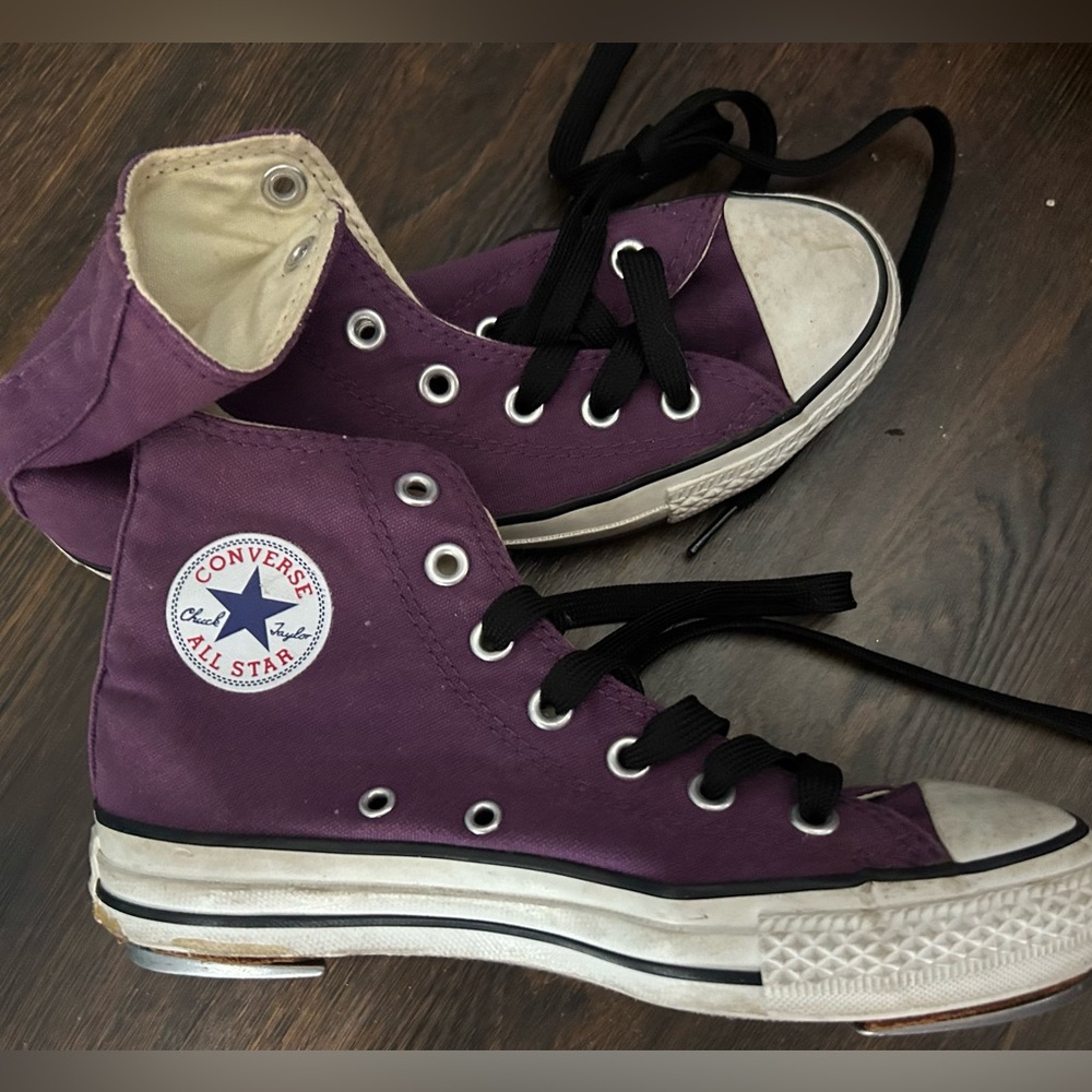 CONVERSE purple high top shoes with CAPEZIO taps on the soles